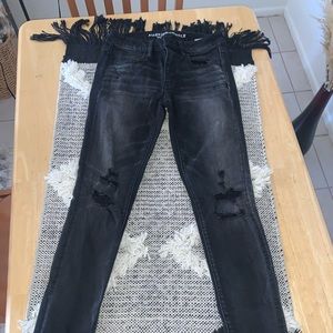 American Eagle Black Distressed Skinny Jeans